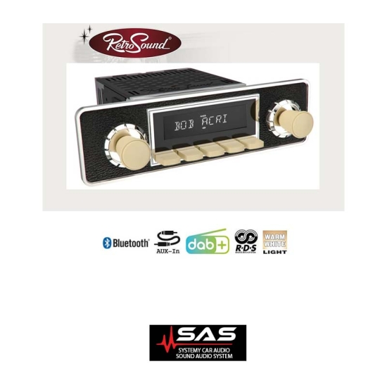 Radio Retro Sound Ivory MOTOR-1DAB-1 ale został dodatkowo wyposażony w A2DP Bluetooth do przesyłania dźwięku oraz zestaw głośnomówiący Bluetooth.